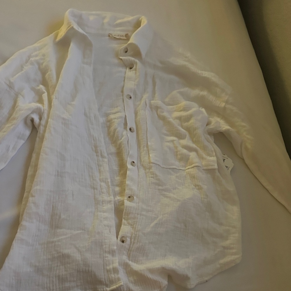 Altar'd State Linen White Button Down